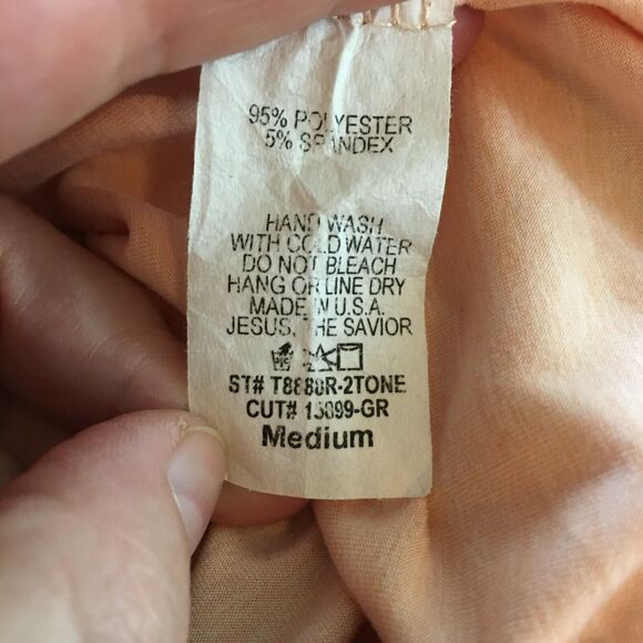 Reb in J 220 Shirt Womens Sz M Peach Flowy Short Sleeve Knit Tunic Top Lace Trim - Picture 8 of 10